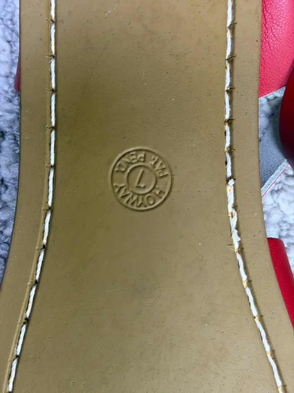 Red Saltwater Sandals by HOY Women Size 7 Leather-Ankle-Strap-Vintage Boho Style - Picture 6 of 7